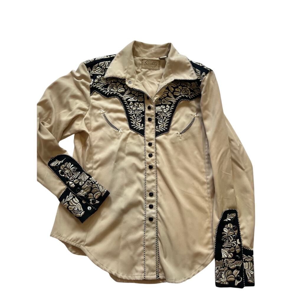 Scully Gunfighter Western Embroidered Pearl Snap Shirt Women’s Size Medium read